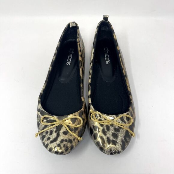 Chico’s Platino Leopard Travel Ballet Flats, size 7, like new - Picture 1 of 9